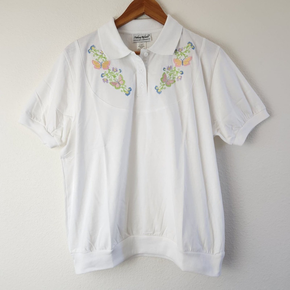 Vintage Anthony Richards Women's Size Large New Without Tags Embroidered White